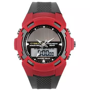 J-AXIS унисекс BCY02-RE (Аналоговые цифровые часы CYBEAT Red Sun Flame) Круглые часы черные цифровые и аналоговые