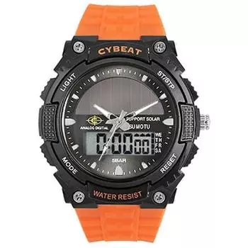 J-AXIS унисекс BCY03-OR (Аналоговые цифровые часы CYBEAT Orange Sun Flame) Круглые часы оранжевые