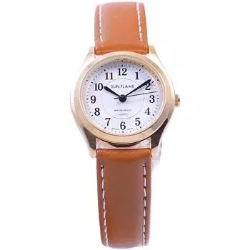 J-AXIS Women s MJL-D88-BR (SF MIJ Made in Japan Quartz Women s Sun Flame) Round Watch Brown Alloy