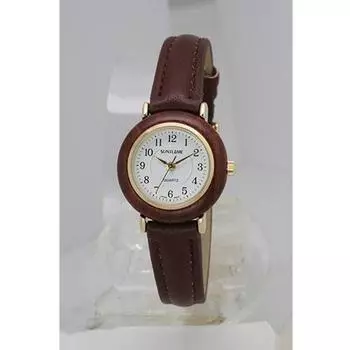 J-AXIS Women s MJL-X19-WA (Wood Bezel Sun Flame) Round Watch Brown Analog