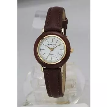 J-AXIS Women s MJL-X19-WI (Wood Bezel Sun Flame) Round Watch Brown Analog