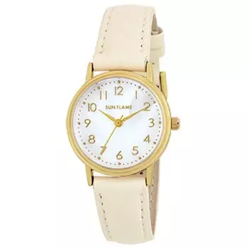 J-AXIS Женщины MJL-B22-IV (Модные женские часы Sun Flame) Круглые часы из сплава цвета слоновой кости, аналоговые