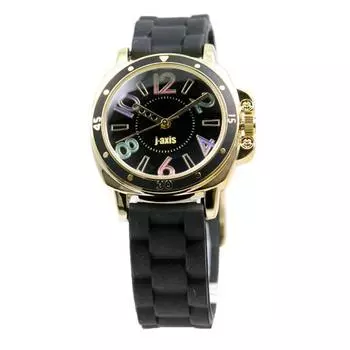 J-AXIS женские AL1182-BK (Серия A Цветной Уретан Черный Солнце Пламя) Круглые часы из черного сплава