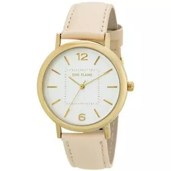 J-AXIS женские MJG-B04-BE (Модные женские часы Sun Flame) Круглые часы бежевый сплав аналоговый