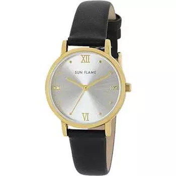 J-AXIS женские MJL-B10-BK (Модные женские часы Sun Flame) Круглые часы, черный сплав, аналоговые