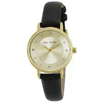 J-AXIS женские MJL-B19-BK (Модные женские часы Sun Flame) Круглые часы, черный сплав, аналоговые