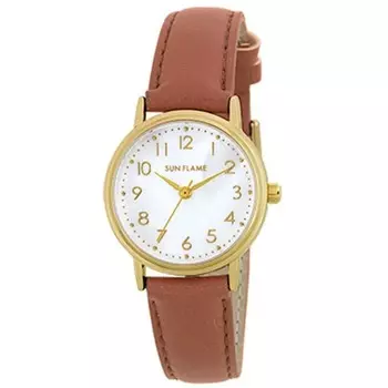 J-AXIS женские MJL-B22-BR (Модные женские часы Sun Flame) Круглые часы из коричневого сплава, аналоговые