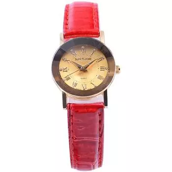 J-AXIS женские MJL-D90-RE (SF MIJ Сделано в Японии кварцевые женские часы Sun Flame) Круглые часы из красного сплава