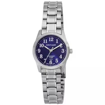 J-AXIS женские MJL-F78-BL (Женское Солнце Пламя) Круглые часы из серебристой нержавеющей стали, аналоговые