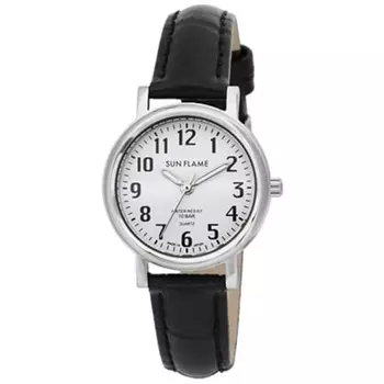 J-AXIS женские MJL-F79-W (Женское Солнце Пламя) Круглые часы из черной нержавеющей стали, аналоговые