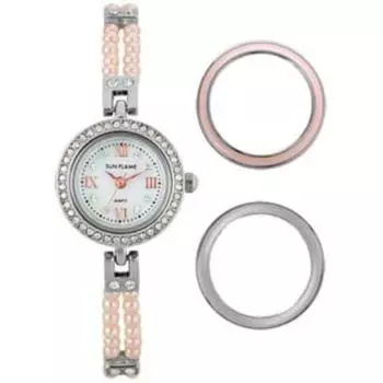 J-AXIS женские MJL-M72-S (Кольцо смены солнечного пламени) Круглые часы розовые аналоговые