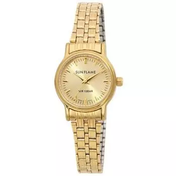 J-AXIS женские MJL-X02-G (SUNFLAME кварцевые женские часы Sun Flame) Круглые часы из золотого сплава, аналоговые