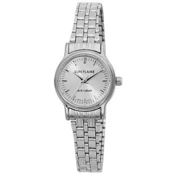 J-AXIS женские MJL-X02-S (SUNFLAME кварцевые женские часы Sun Flame) Круглые часы из серебряного сплава, аналоговые