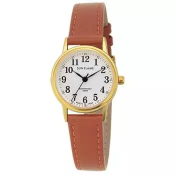 J-AXIS женские MJL-X06-BR (SUNFLAME кварцевые женские часы Sun Flame) Круглые часы из коричневого сплава, аналоговые