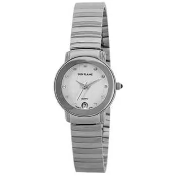 J-AXIS женские MJL-Y73-S (Часы женские серебряные Sun Flame) Круглые часы серебряные аналоговые