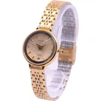 J-AXIS женские MJL-Y74-G (Сделано в Японии Sun Flame) Круглые часы золотые аналоговые