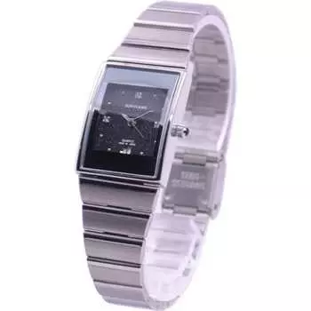 J-AXIS женские MJL-Y75-SBK (Сделано в Японии Sun Flame) Прямоугольные часы серебристые аналоговые