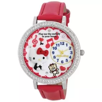 J-AXIS женские MJSR-M03 (Hello Kitty Красное Солнце Пламя) Круглые часы красные аналоговые