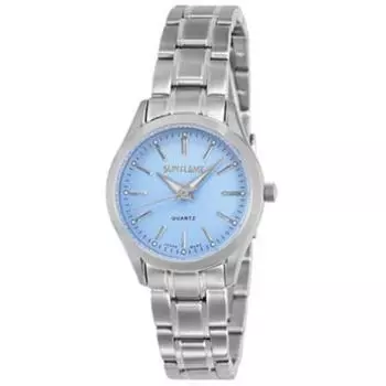 J-AXIS женские MJZ002-LSBL (Женские металлические часы Sun Flame) Круглые часы серебряные аналоговые