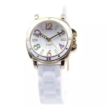 J-AXIS Женский AL1182-W (Серия A Цветной Уретан Белый Солнечный Пламя) Круглые часы из белого сплава, аналоговые