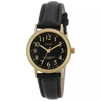 J-AXIS Женский HL199-BKB (Женские часы кварцевые черные / черное солнце пламя) Круглые часы из черного сплава