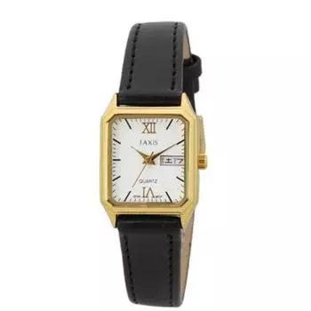 J-AXIS Женский NAL48-G (Повседневные часы Sun Flame) Часы квадратные, черные, аналоговые