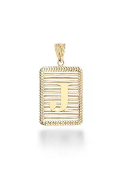 J Harfi Tasz Izgara Modeli 14 Ayar Altn Harfli Kolye Ucu U