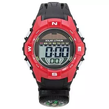 J-ОСЬ ACY20-RE (Цифровой CYBEAT Solar Compass комбинированного типа Red Sun Flame) Круглые часы черного цвета