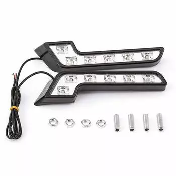 J-ouuo LED Daylight, Fog Light, Daytime Running Lamp, L-Shaped, 6 LED, 12 V, Waterproof,
