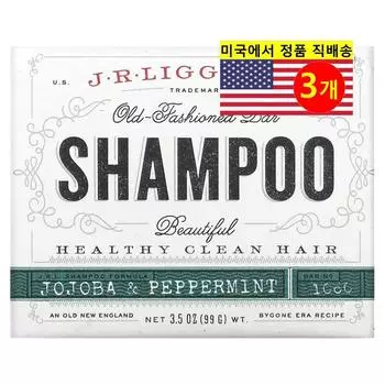 J.R. Liggett s Old Fashioned Jojoba & Peppermint Shampoo Bar for Hair and Scalp Care, 99g, 3 Count