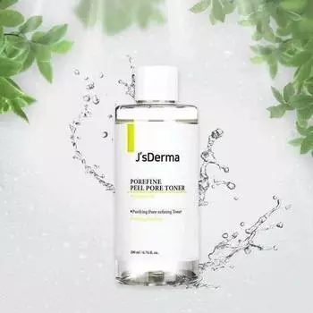 J sDerma POREFINE Peel Pore Toner 200 мл, пилинг, успокаивающий, увлажняющий, корейская косметика, Kbeauty, образец