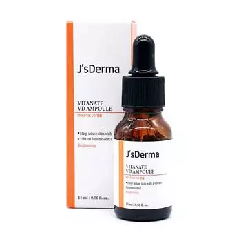 J sDerma Vitanate VD Ampoule 15 мл, Осветляющий, Сияющий, Гипоаллергенный, Корейская косметика, Kbeauty, образец
