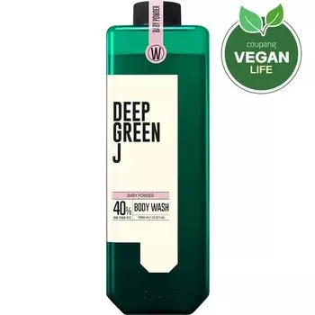 J.Sup Deep Green J Nature Mildly Acidic Vegan Body Wash Baby Powder, 1L, 1 pc.