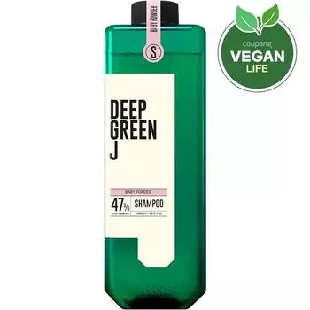 J.Sup Deep Green J Nature Vegan Shampoo Baby Powder Scent, 1L, 1 ea.