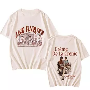 Jack Harlow Creme De La Creme Tour 2024 No Place Like Home Y2K футболка Лето 100% хлопок с коротким рукавом винтажные рубашки уличная одежда XS песочный