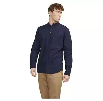 Jack & Jones Summer Half Placket Linen рубашка с длинным рукавом S