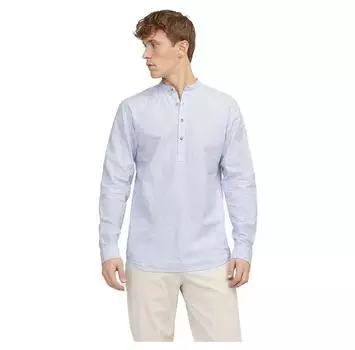 Jack & Jones Summer Half Placket Linen рубашка с длинным рукавом 2XL