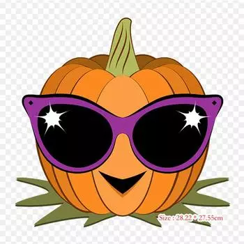 Jack O Lantern в солнцезащитных очках, тканевые салфетки Jack O, термопереносная печать, виниловые нашивки, наклейки для одежды, аппликации «сделай сам», моющиеся нашивки