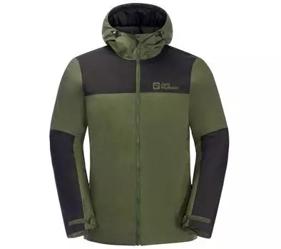Jack Wolfskin Jasper Ins Jkt M - Мужская водонепроницаемая зимняя треккинговая куртка зелено-черная 1114321-4129 ОРИГИНАЛ