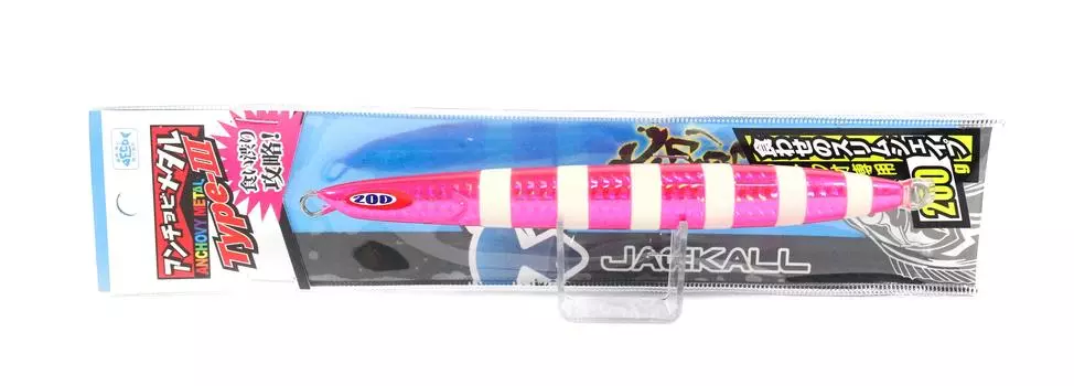 Jackall Metal Jig Анчоусы Металлический Тип 3 Флаттер 200 грамм Розовая светящаяся полоса (0095)