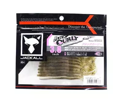 Jackall Soft Lure Flick Curly 3,8 дюйма, зеленая тыква, светлый жемчуг (0773)