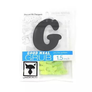 Jackall Soft Lure Good Meal Grub 1,5 дюйма Таблица свечения горячего лайма (4761)