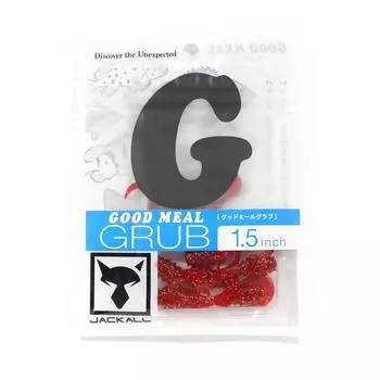 Jackall Soft Lure Good Meal Grub 1,5 дюйма Хлопья из красного золота (4747)