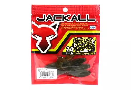 Jackall Soft Lure Rhythm Grub 2,4 дюйма, зеленая тыква, перец (6607)