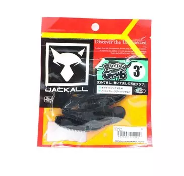 Jackall Soft Lure Rhythm Grub 3 дюйма, сплошной черный (2242)