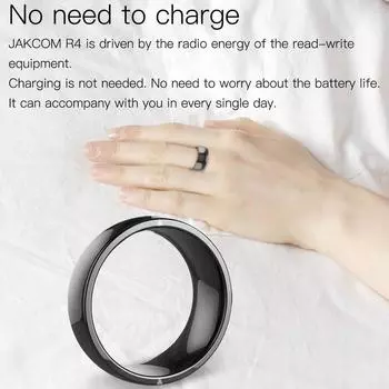 Jackcom R4 Смарт-кольцо Носимое устройство NFC Волшебное кольцо Водонепроницаемое кольцо для здоровья Мужчины Женщины Ювелирные изделия для телефона IOS Android Черное кольцо 12cm чёрный