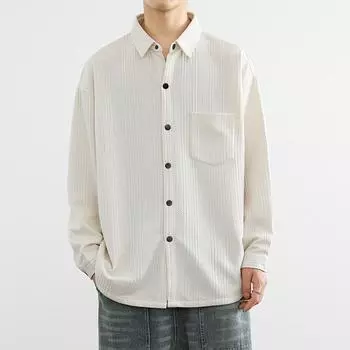 Куртка осень-зима жаккард студенческая куртка топ инструментальный карман длинный рукав рубашка мужская 4XL белый