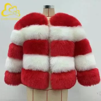 Jacket autumn and winter new Mao Mao jacket women s contrasting color splicing imitation fox fur thermal fur coat S