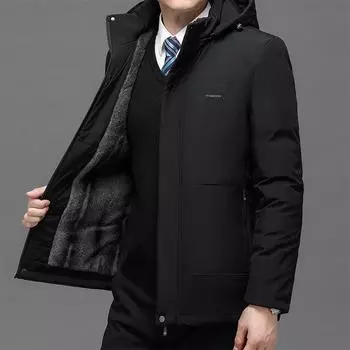Jacket for Business Casual Warm Cotton Jacket for Winter Clothes for Winter Clothes for New Middle-aged Cotton Jacket for Daddy Clothes XL чёрный