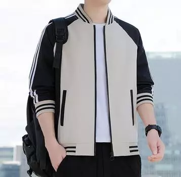 Jacket for Men Spring and Autumn New Fashionable Stand Collar Green Men s Large Size Jacket Three Stripes Casual Jacket Men s Clothing M